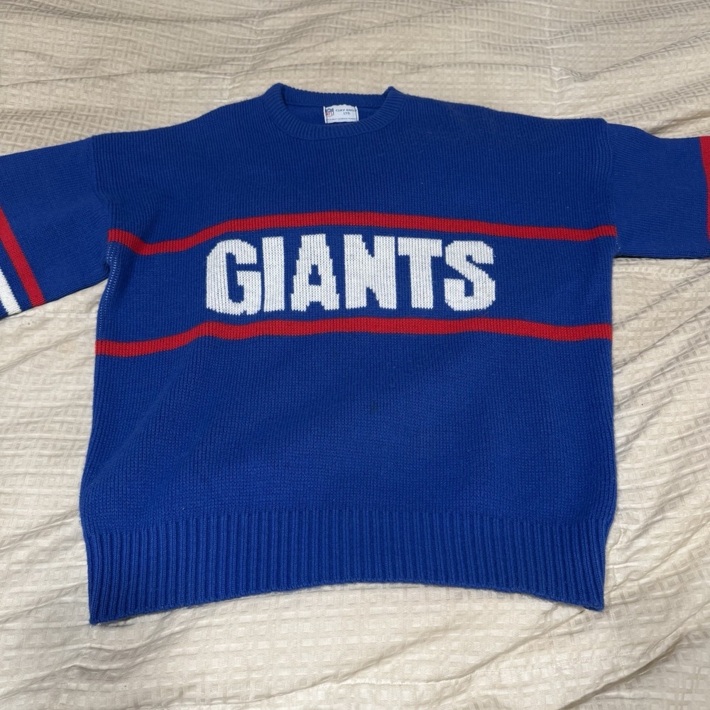 Vintage Cliff Engle New York Giants Sweater NFL Blue Mens Size XL Made In USA